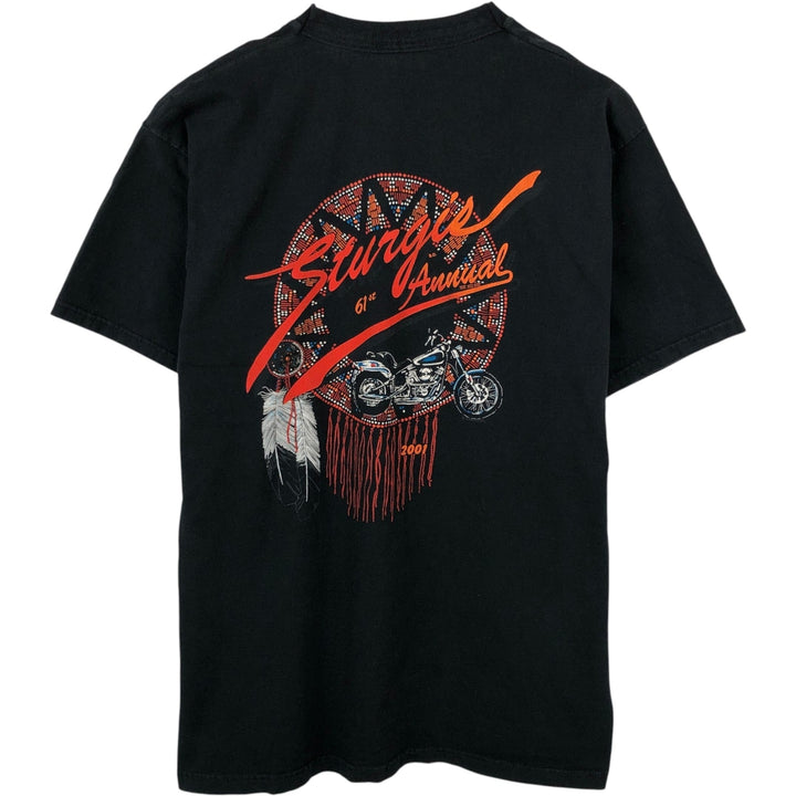 2000'S Fruit of the Loom Eagle Pattern Motorcycle T-Shirt, Men's Size XL (approx.) cotton black type Vintage Second Hand
