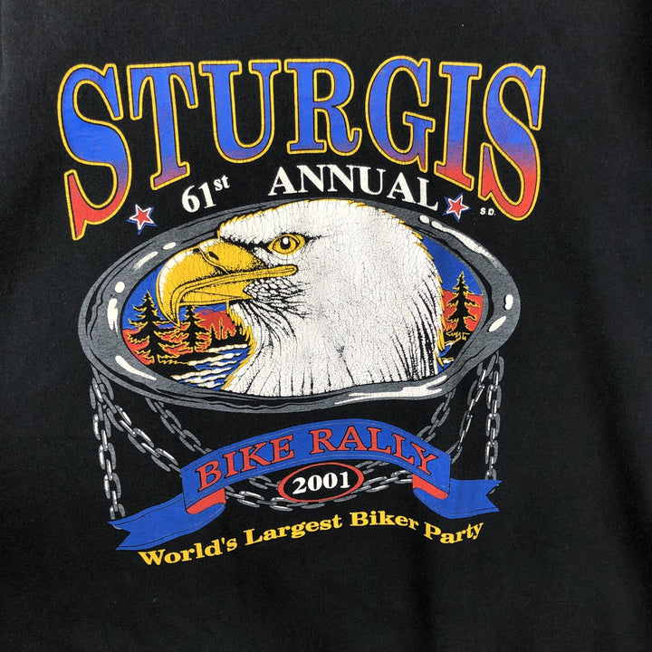 2000'S Fruit of the Loom Eagle Pattern Motorcycle T-Shirt, Men's Size XL (approx.) cotton black type Vintage Second Hand