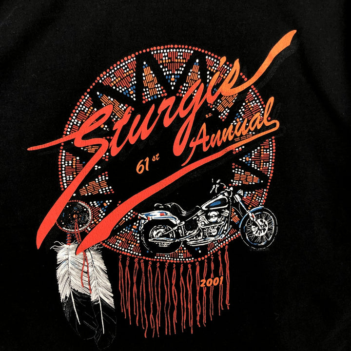 2000'S Fruit of the Loom Eagle Pattern Motorcycle T-Shirt, Men's Size XL (approx.) cotton black type Vintage Second Hand