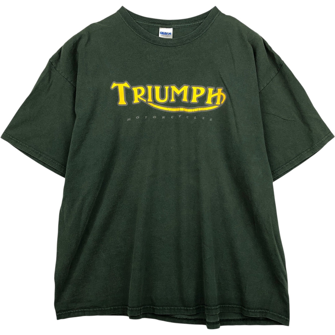 Gildan Triumph Motorcycle T-Shirt, Men's Size XXL (approx.) cotton dark green Vintage Second Hand