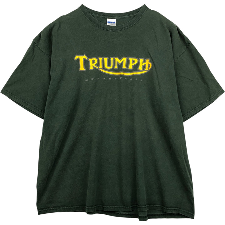 Gildan Triumph Motorcycle T-Shirt, Men's Size XXL (approx.) cotton dark green Vintage Second Hand