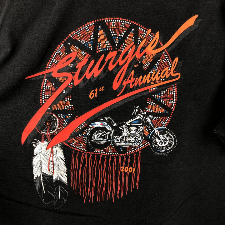 2000'S Fruit of the Loom Eagle Pattern Fire Pattern Motorcycle T-Shirt, Men's Size XL (approx.) cotton black type Vintage Second Hand