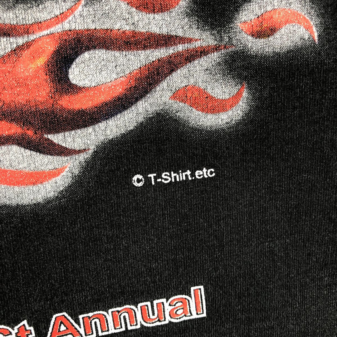 2000'S Fruit of the Loom Eagle Pattern Fire Pattern Motorcycle T-Shirt, Men's Size XL (approx.) cotton black type Vintage Second Hand