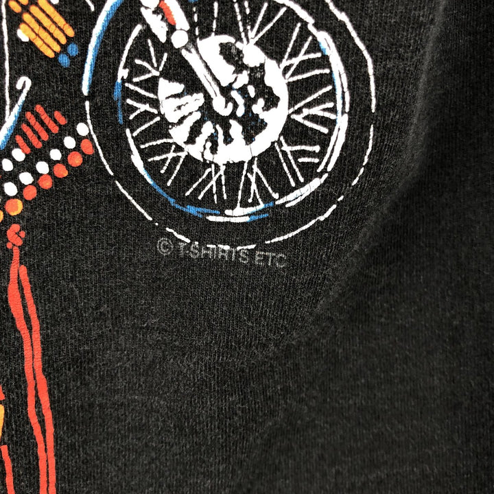 2000'S Fruit of the Loom Eagle Pattern Fire Pattern Motorcycle T-Shirt, Men's Size XL (approx.) cotton black type Vintage Second Hand