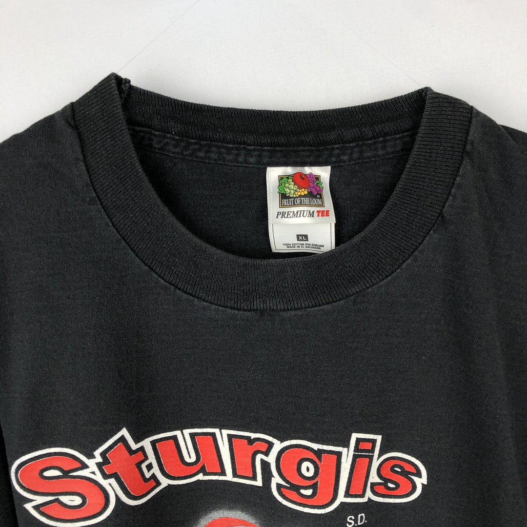 2000'S Fruit of the Loom Eagle Pattern Fire Pattern Motorcycle T-Shirt, Men's Size XL (approx.) cotton black type Vintage Second Hand