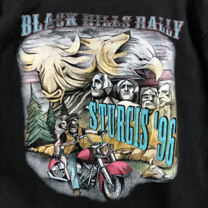 ~90'S Eagle Pattern Fire Pattern Motorcycle T-Shirt Men's Size L (Equivalent) Vintage cotton black type Vintage Second Hand