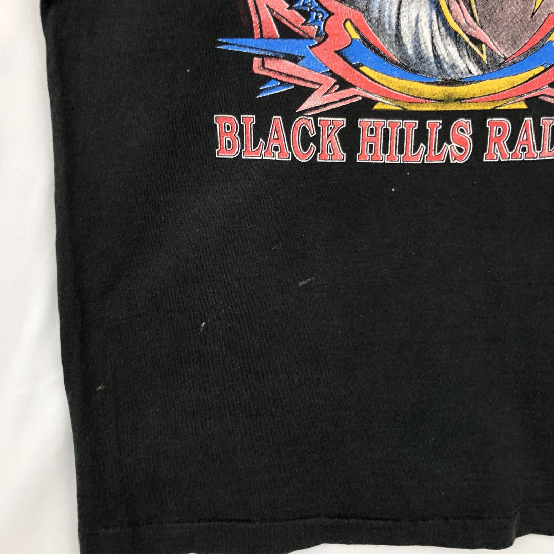 ~90'S Eagle Pattern Fire Pattern Motorcycle T-Shirt Men's Size L (Equivalent) Vintage cotton black type Vintage Second Hand