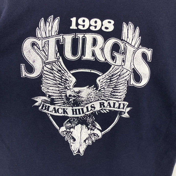 90'S STURTEE Eagle Pattern Motorcycle T-Shirt, Made in USA, Men's Size L (Equivalent), Vintage cotton navy blue type Vintage Second Hand