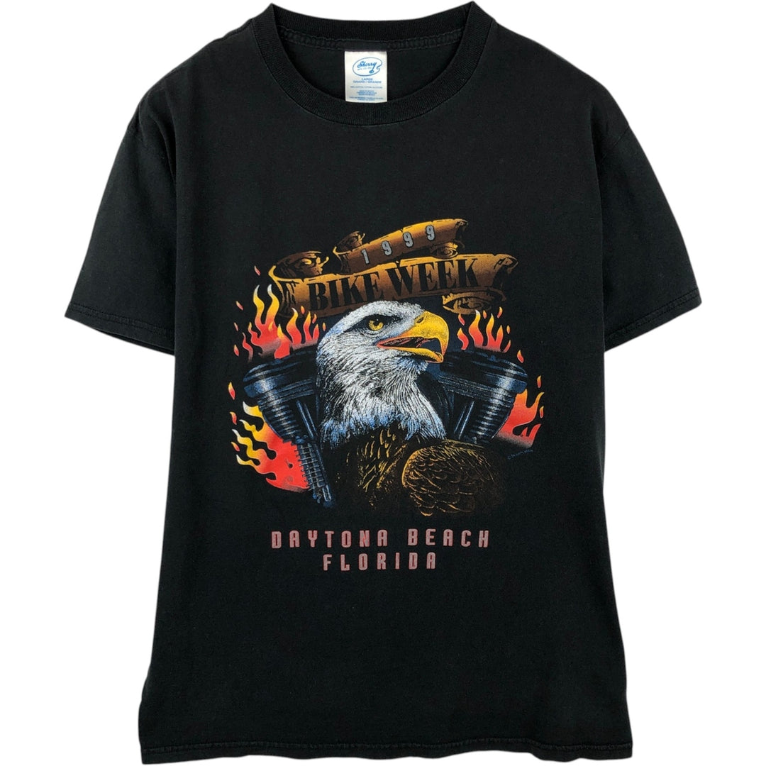 90'S Sherry Eagle Pattern Motorcycle T-Shirt, Men's Size L (approx.), Vintage cotton black type Vintage Second Hand