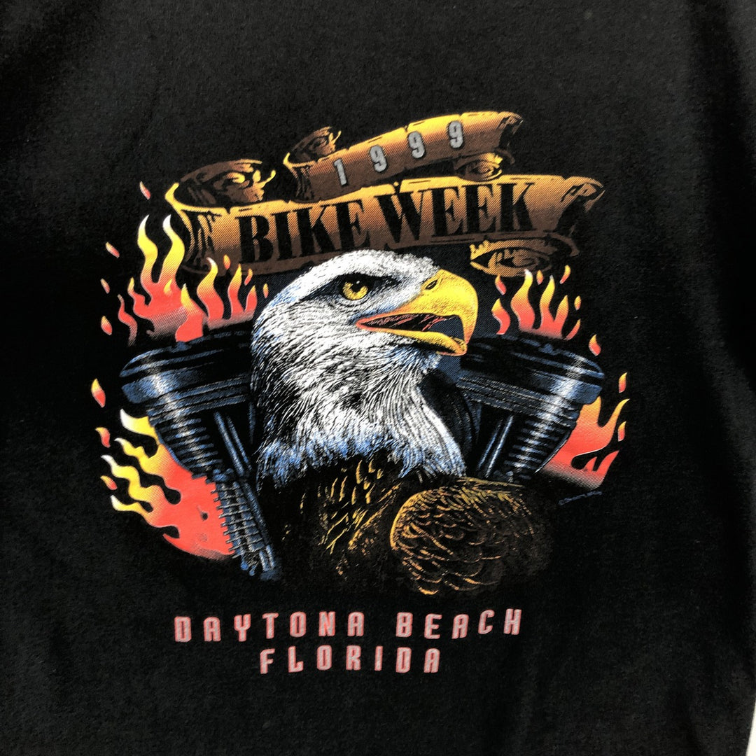 90'S Sherry Eagle Pattern Motorcycle T-Shirt, Men's Size L (approx.), Vintage cotton black type Vintage Second Hand
