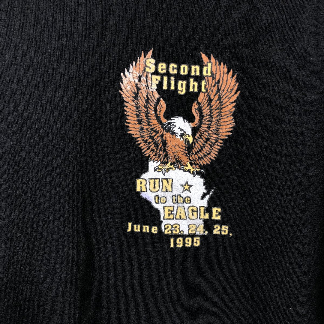 ~90'S Eagle Pattern Motorcycle T-Shirt, Men's Size L (Equivalent), Vintage unclear black type Vintage Second Hand