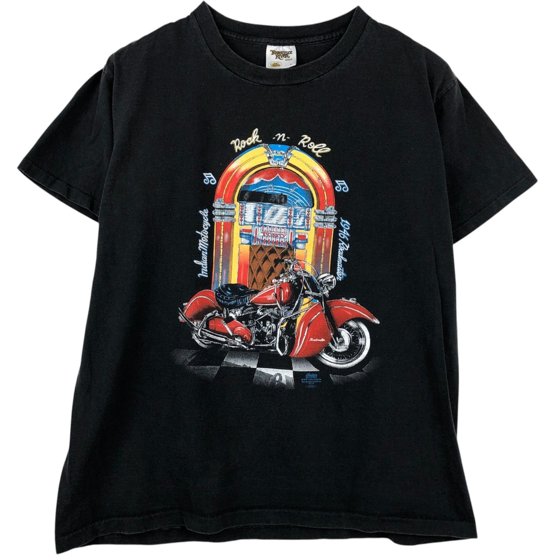 90'S TENNESSEE RIVER Indian Motorcycle T-shirt, Made in USA, Men's Size L (approx.), Vintage cotton black type Vintage Second Hand