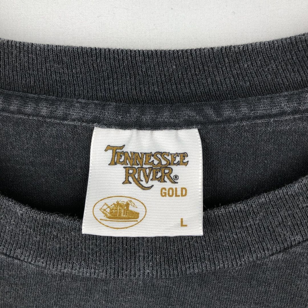 90'S TENNESSEE RIVER Indian Motorcycle T-shirt, Made in USA, Men's Size L (approx.), Vintage cotton black type Vintage Second Hand