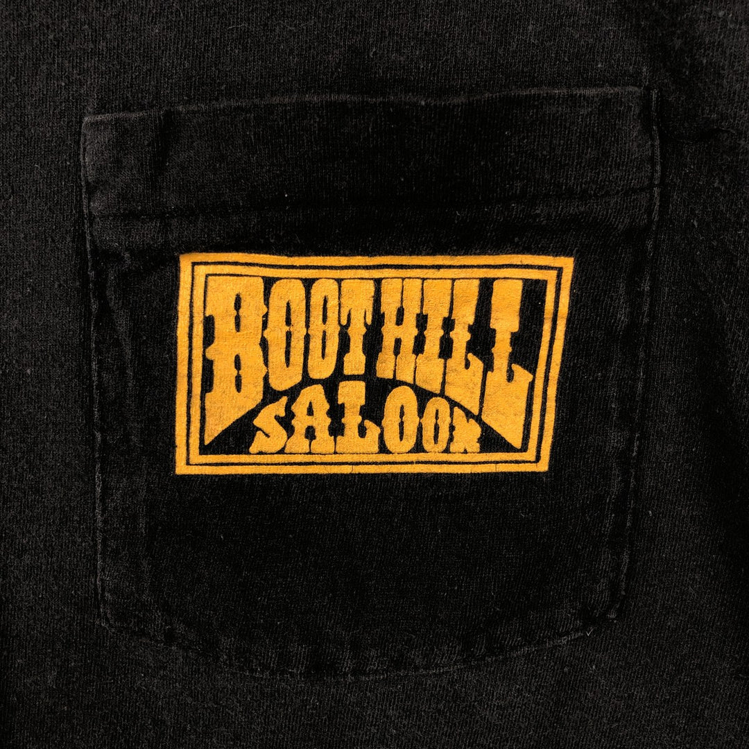 90'S Fruit of the Loom Boothill Saloon Motorcycle T-shirt, Made in USA, Men's Size L (approx.), Vintage cotton black type Vintage Second Hand