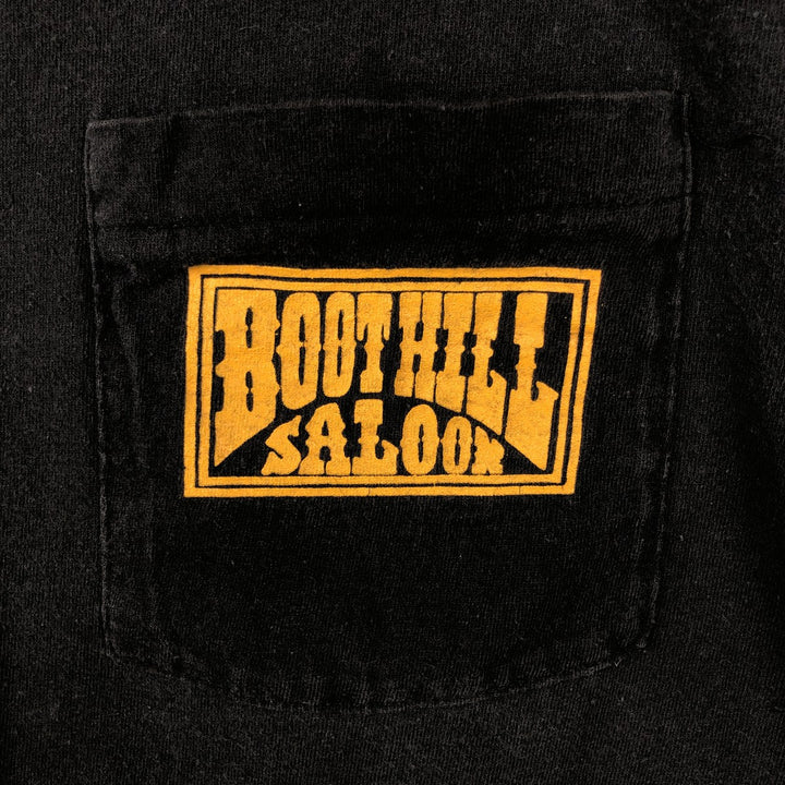 90'S Fruit of the Loom Boothill Saloon Motorcycle T-shirt, Made in USA, Men's Size L (approx.), Vintage cotton black type Vintage Second Hand