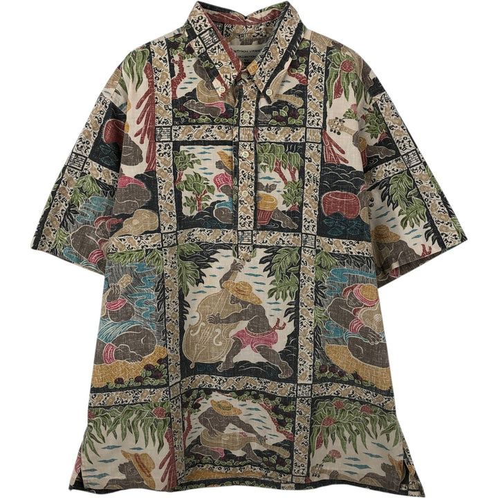 90s-00'S Reyn Spooner DIETRICH VAREZ COLLECTION all-over print pullover button-down Aloha shirt boxy shirt unclear Beige type Vintage Second Hand