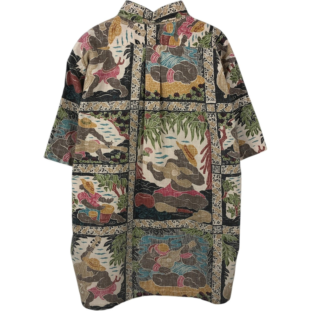 90s-00'S Reyn Spooner DIETRICH VAREZ COLLECTION all-over print pullover button-down Aloha shirt boxy shirt unclear Beige type Vintage Second Hand