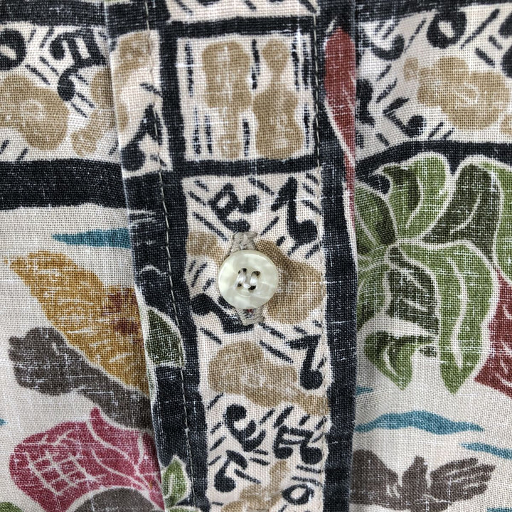 90s-00'S Reyn Spooner DIETRICH VAREZ COLLECTION all-over print pullover button-down Aloha shirt boxy shirt unclear Beige type Vintage Second Hand