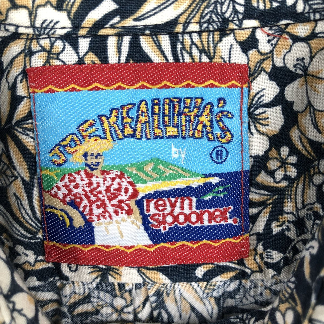 80s-90'S Reyn Spooner Joe Kealohas Floral Pullover Hawaiian Aloha Shirt Box Shirt Men's Size M cotton black type Vintage Second Hand