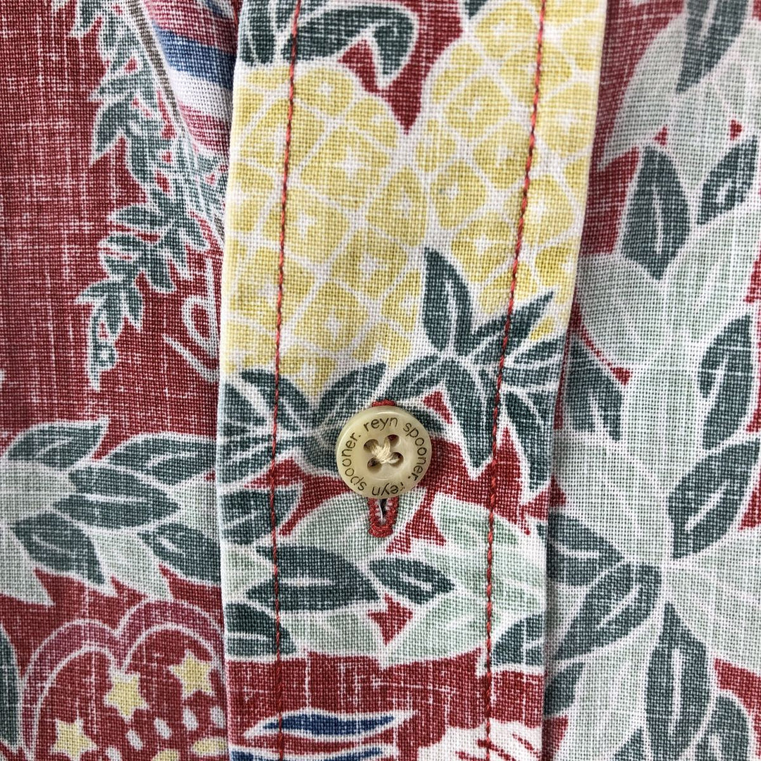 90'S Reyn Spooner Dietrich Varez all-over print American flag button-down Hawaiian Aloha shirt, boxy style, men's size M (approx.) cotton red type Vintage Second Hand