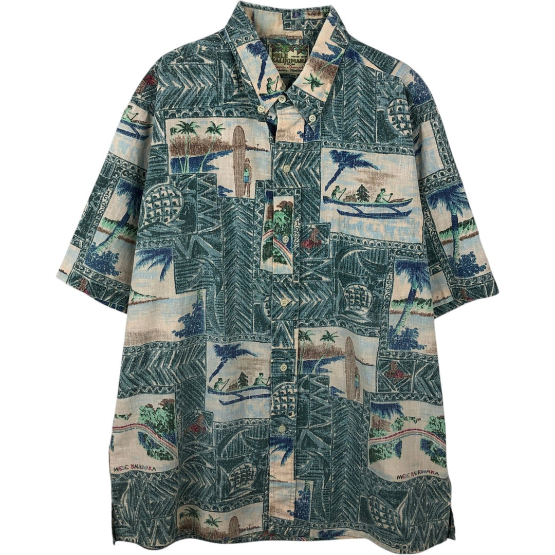 Reyn Spooner MELE KALIKIMAKA Christmas Limited Edition All-Over Print Button-Down Hawaiian Aloha Shirt Box Shirt Made in USA unclear Blue type light blue Vintage Second Hand