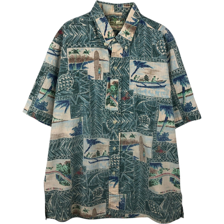 Reyn Spooner MELE KALIKIMAKA Christmas Limited Edition All-Over Print Button-Down Hawaiian Aloha Shirt Box Shirt Made in USA unclear Blue type light blue Vintage Second Hand