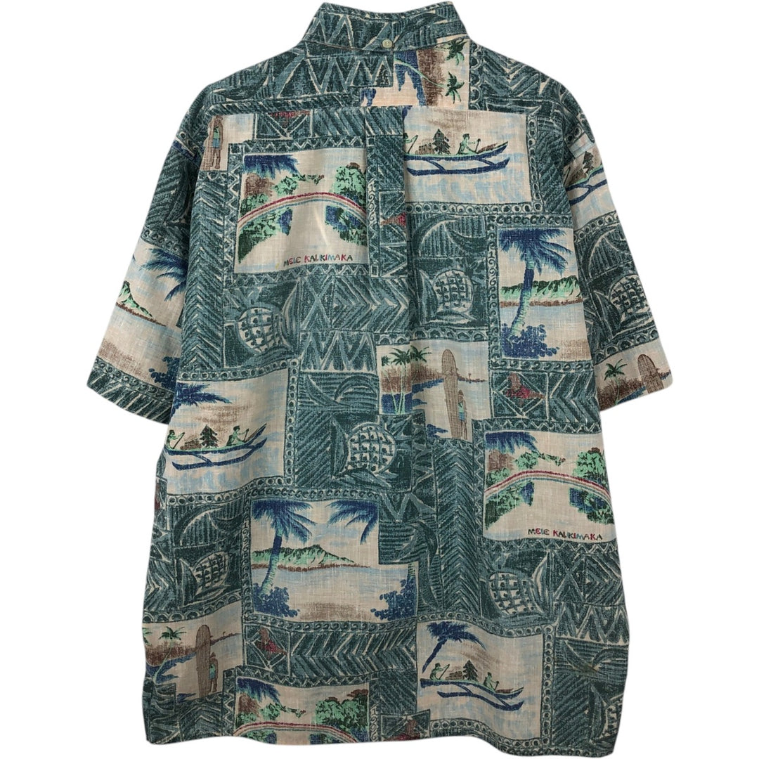 Reyn Spooner MELE KALIKIMAKA Christmas Limited Edition All-Over Print Button-Down Hawaiian Aloha Shirt Box Shirt Made in USA unclear Blue type light blue Vintage Second Hand