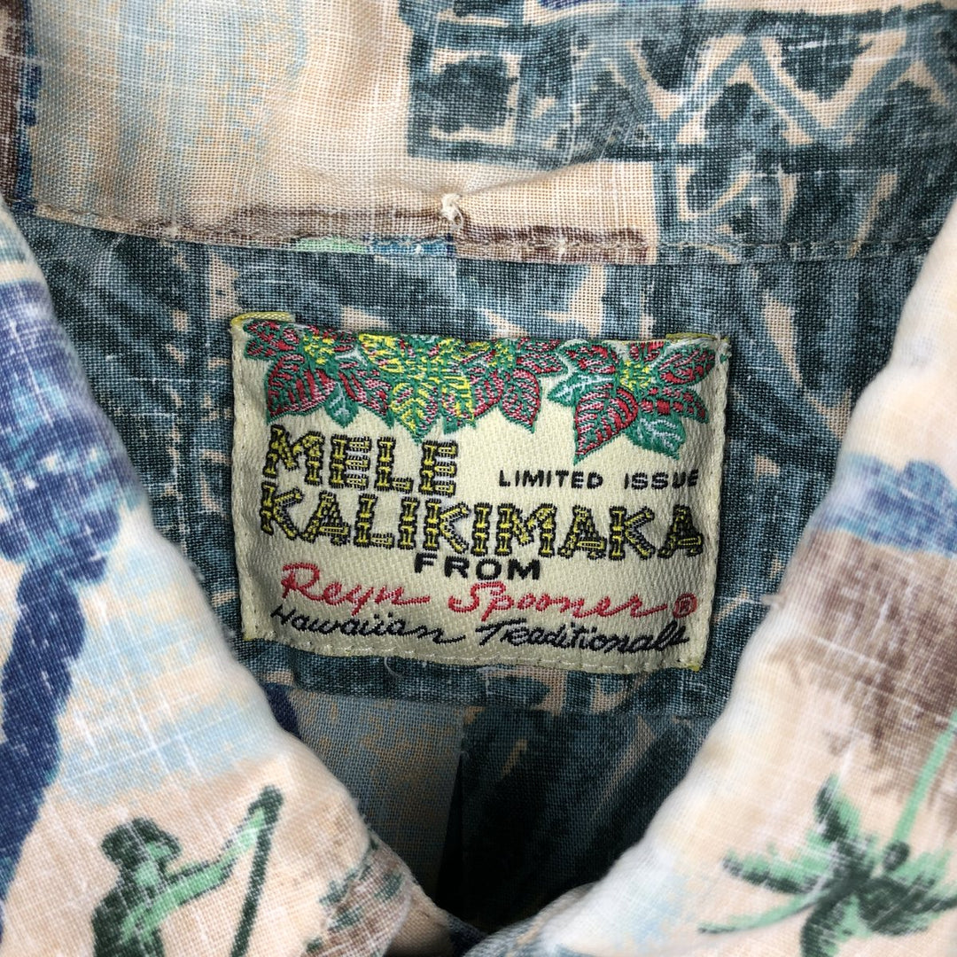 Reyn Spooner MELE KALIKIMAKA Christmas Limited Edition All-Over Print Button-Down Hawaiian Aloha Shirt Box Shirt Made in USA unclear Blue type light blue Vintage Second Hand