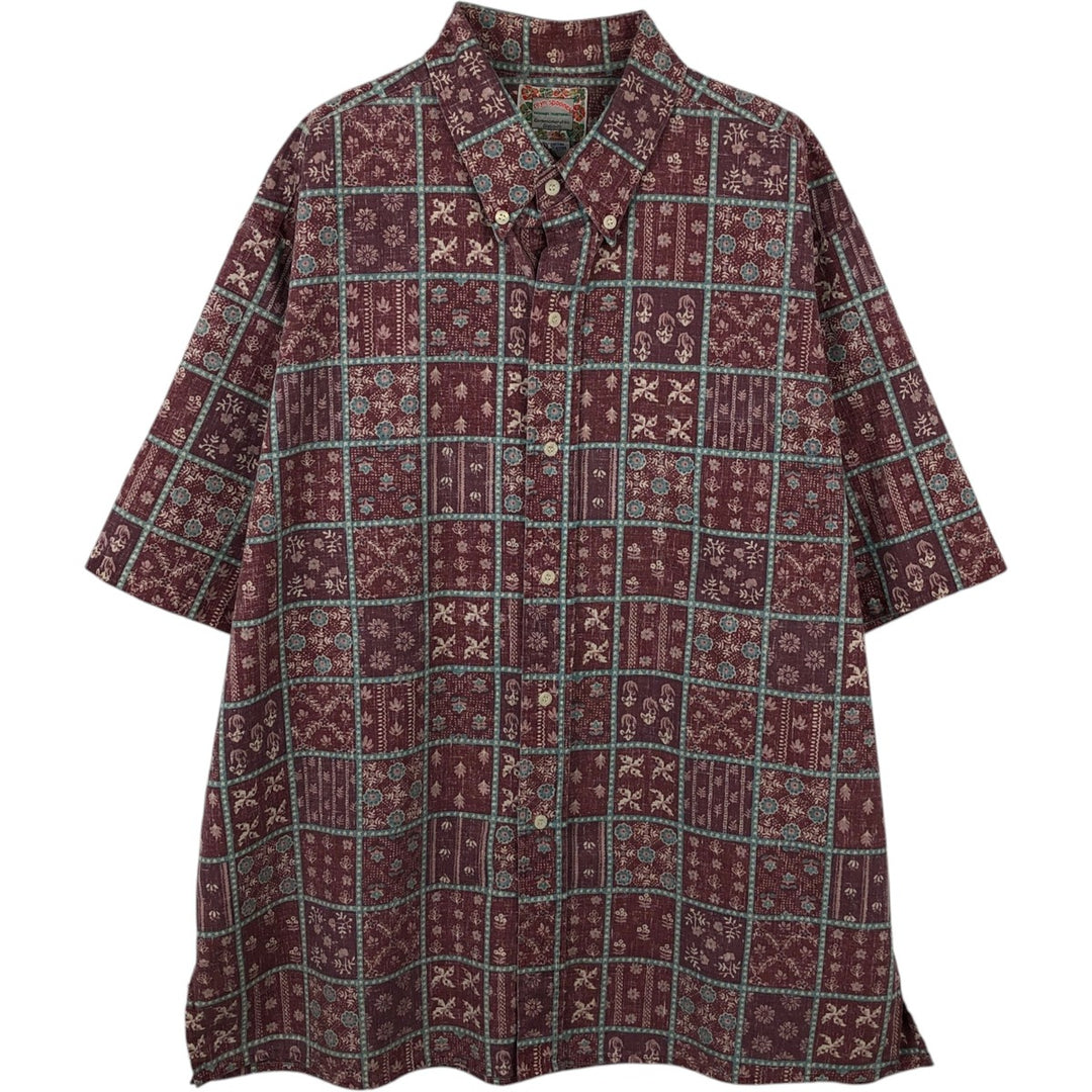 90'S Reyn Spooner Commemorative Classics all-over print button-down Hawaiian Aloha shirt, boxy shirt, made in Hawaii. cotton red type reddish brown Vintage Second Hand