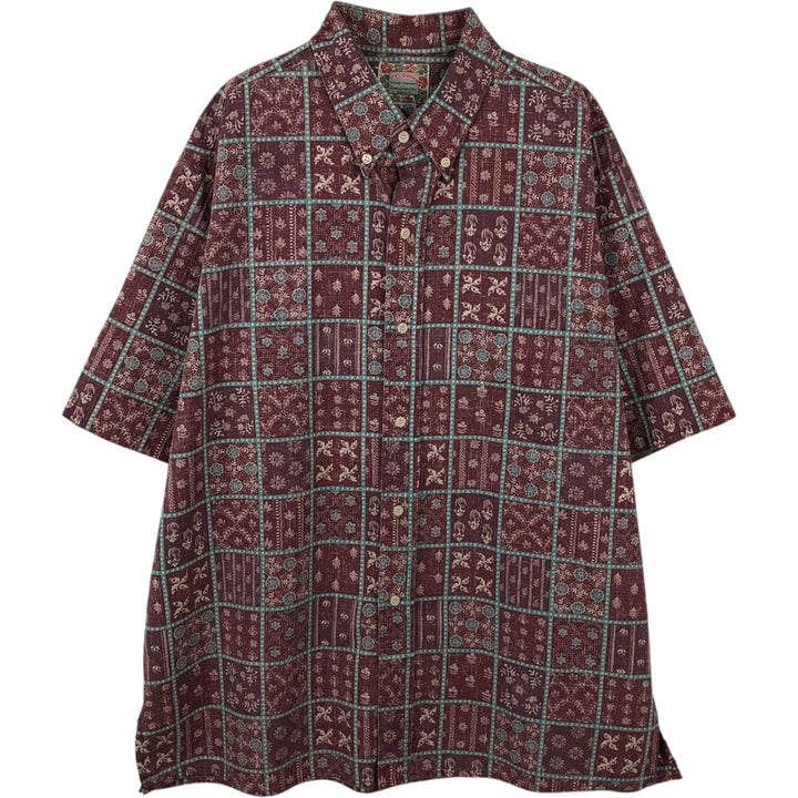 90'S Reyn Spooner Commemorative Classics all-over print button-down Hawaiian Aloha shirt, boxy shirt, made in Hawaii. cotton red type reddish brown Vintage Second Hand