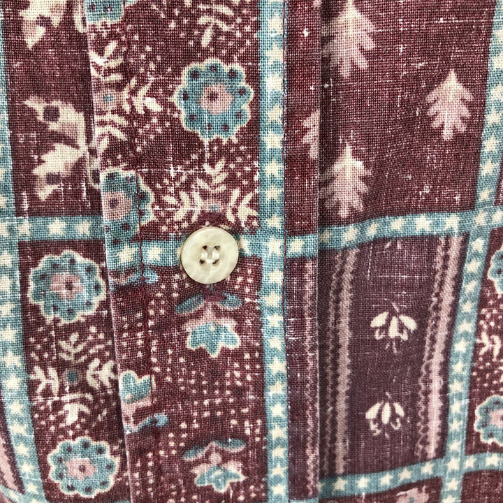 90'S Reyn Spooner Commemorative Classics all-over print button-down Hawaiian Aloha shirt, boxy shirt, made in Hawaii. cotton red type reddish brown Vintage Second Hand