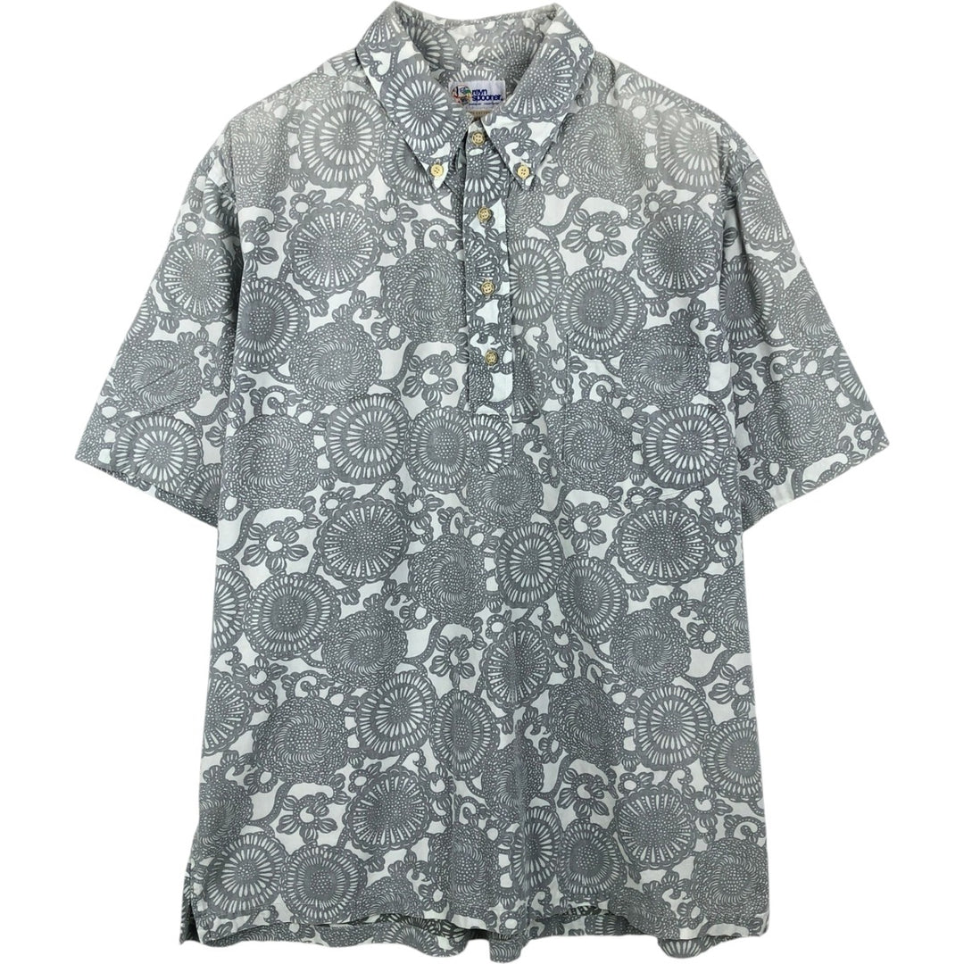 90'S Reyn Spooner Swimwear Tag All-over Botanical Pattern Pullover Button-Down Aloha Shirt Men's XL (approx.) cotton white type Vintage Second Hand