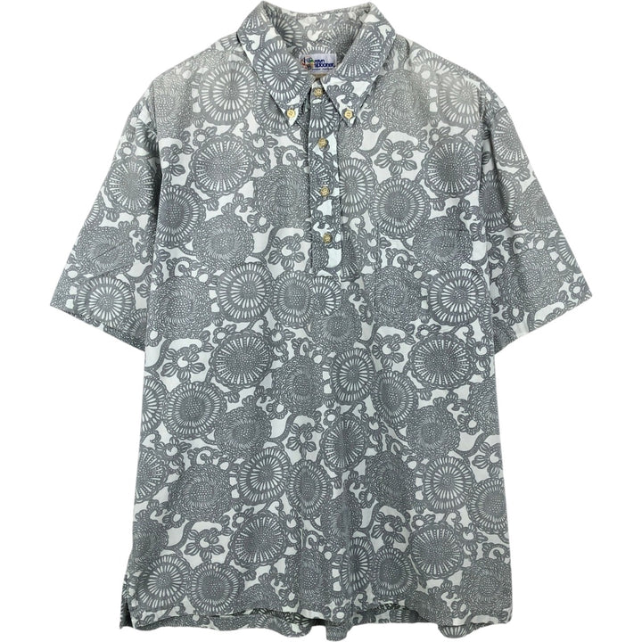 90'S Reyn Spooner Swimwear Tag All-over Botanical Pattern Pullover Button-Down Aloha Shirt Men's XL (approx.) cotton white type Vintage Second Hand