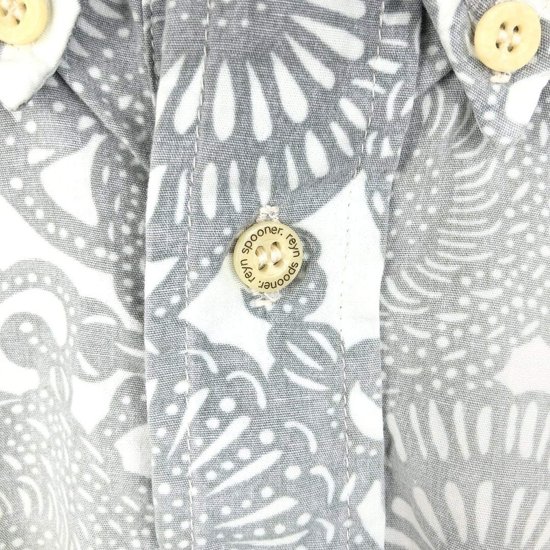 90'S Reyn Spooner Swimwear Tag All-over Botanical Pattern Pullover Button-Down Aloha Shirt Men's XL (approx.) cotton white type Vintage Second Hand