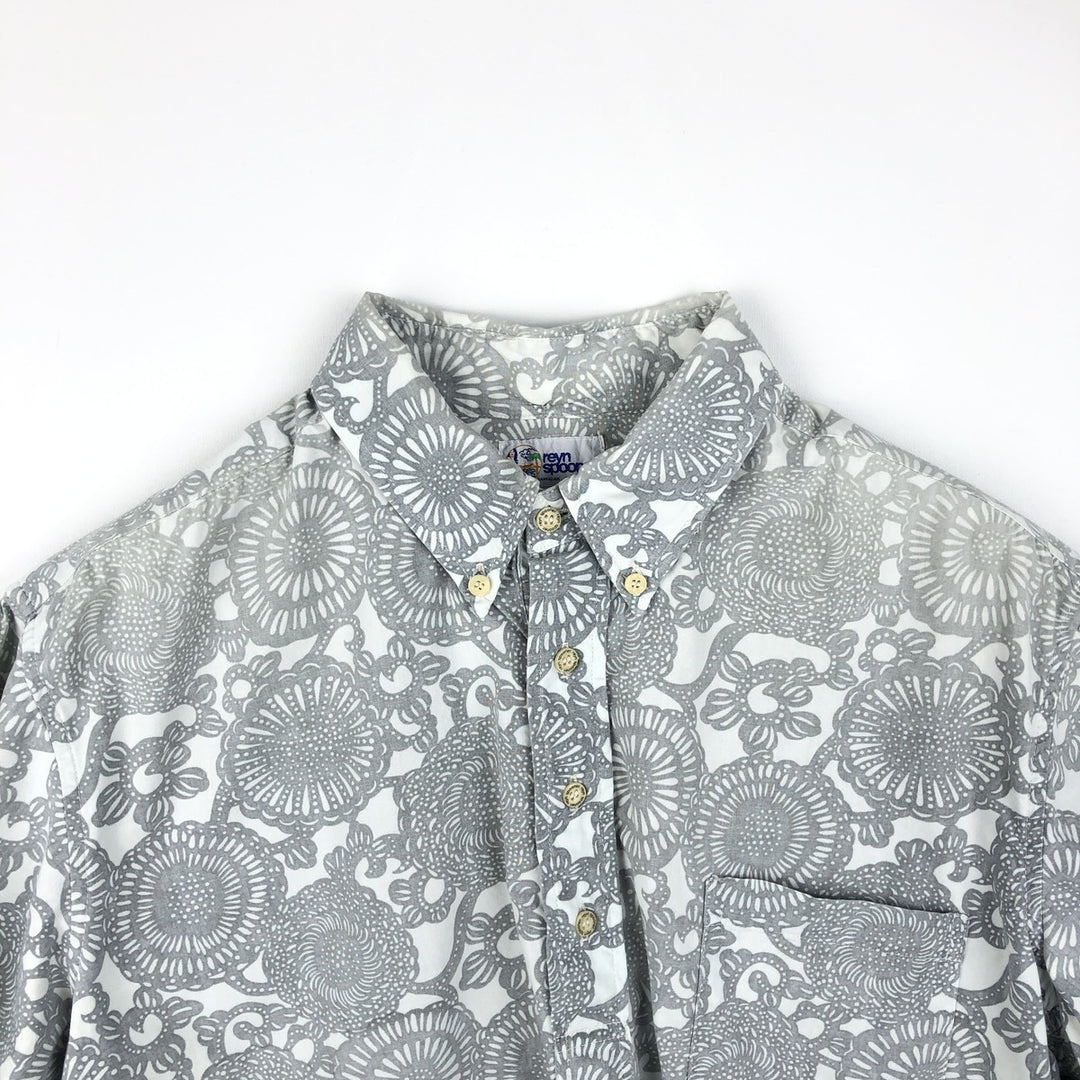 90'S Reyn Spooner Swimwear Tag All-over Botanical Pattern Pullover Button-Down Aloha Shirt Men's XL (approx.) cotton white type Vintage Second Hand