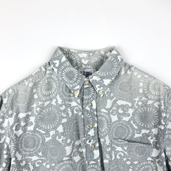90'S Reyn Spooner Swimwear Tag All-over Botanical Pattern Pullover Button-Down Aloha Shirt Men's XL (approx.) cotton white type Vintage Second Hand