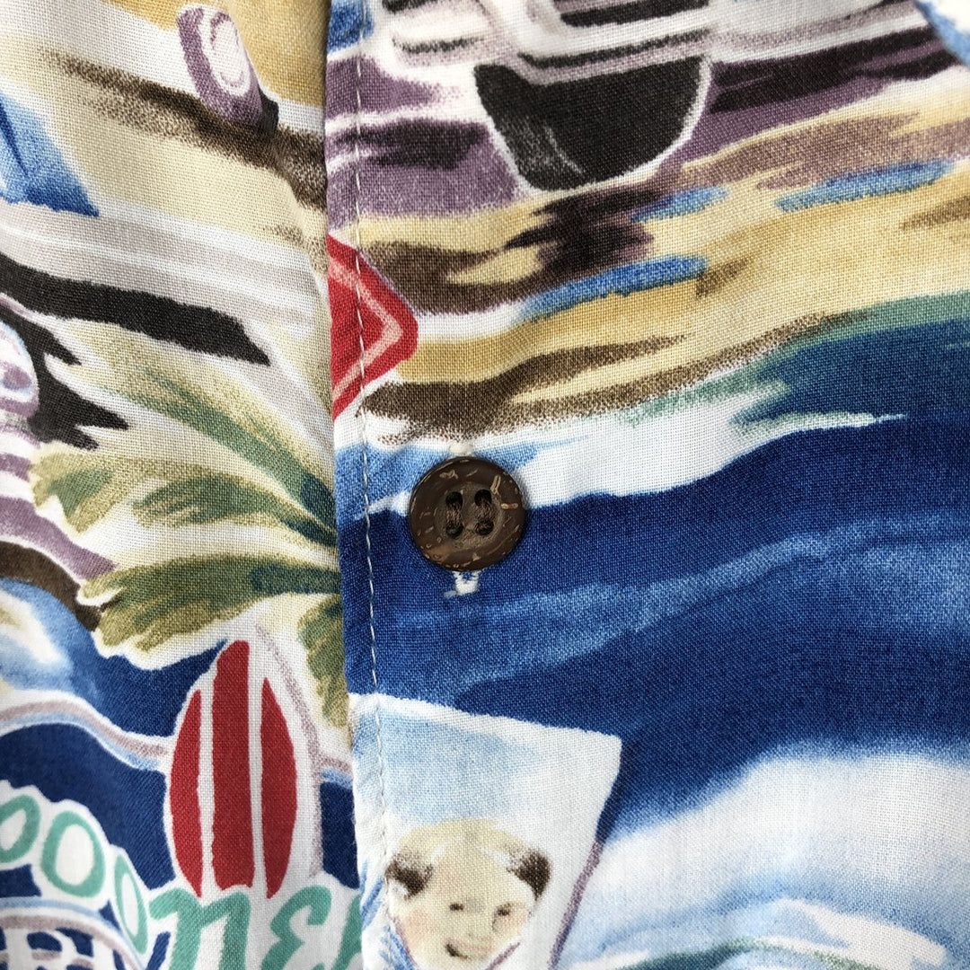 2000'S Reyn Spooner The Beach Boys all-over print rayon Hawaiian Aloha shirt, boxy style, made in Hawaii, men's size XL equivalent. Rayon Beige type Vintage Second Hand