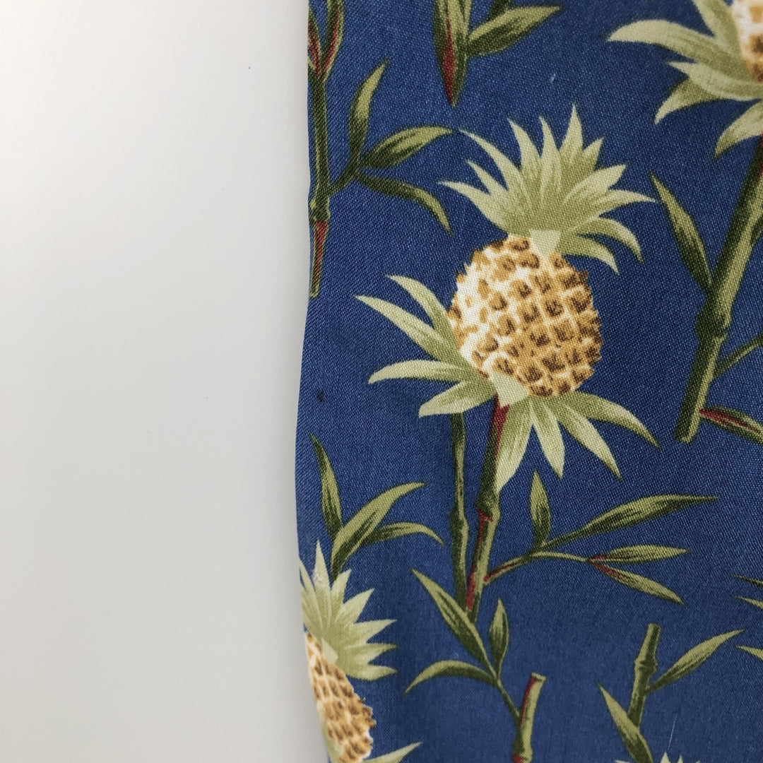 80s-90'S Reyn Spooner Diamond Head tag pineapple pattern all-over print rayon aloha shirt, men's size XL equivalent. Rayon blue type Vintage Second Hand