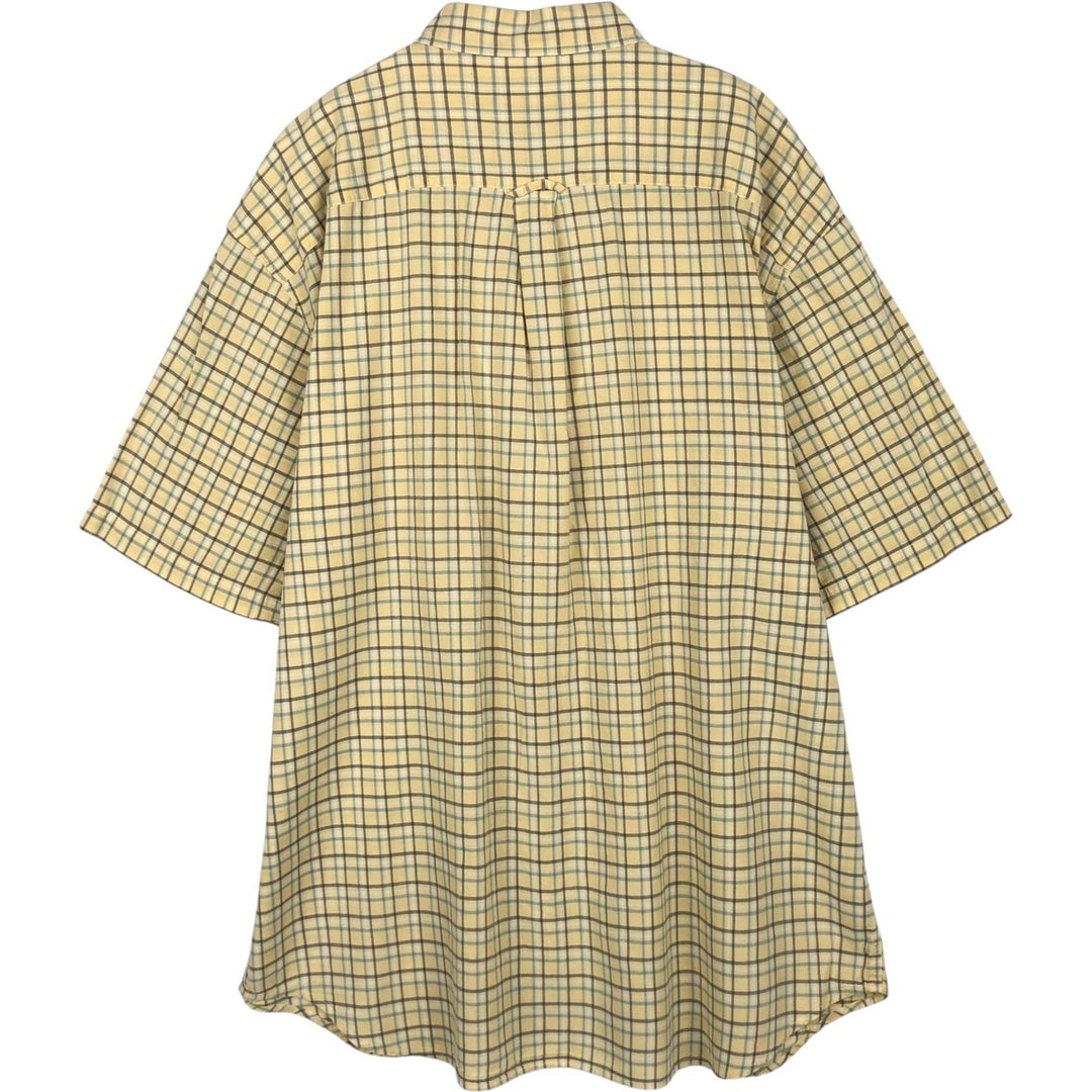Eddie Bauer short sleeve button down check shirt, men's XL size cotton yellow type Vintage Second Hand