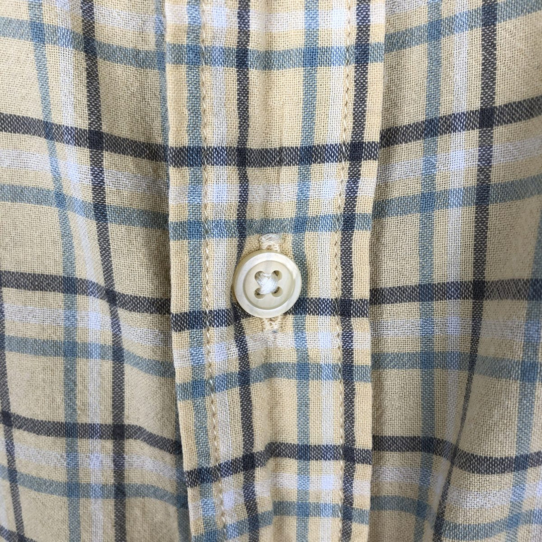 Eddie Bauer short sleeve button down check shirt, men's XL size cotton yellow type Vintage Second Hand