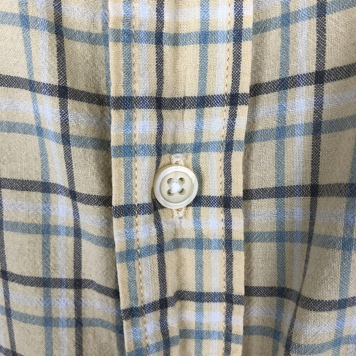Eddie Bauer short sleeve button down check shirt, men's XL size cotton yellow type Vintage Second Hand