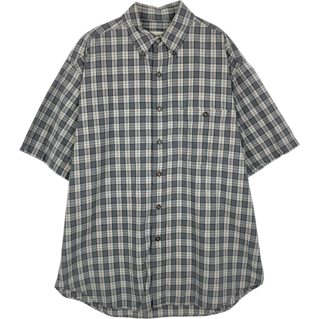 Eddie Bauer short sleeve button down check shirt, men's XL size unclear gray type Vintage Second Hand