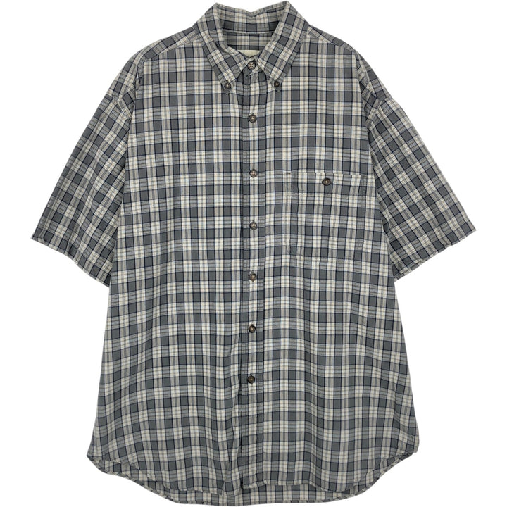 Eddie Bauer short sleeve button down check shirt, men's XL size unclear gray type Vintage Second Hand