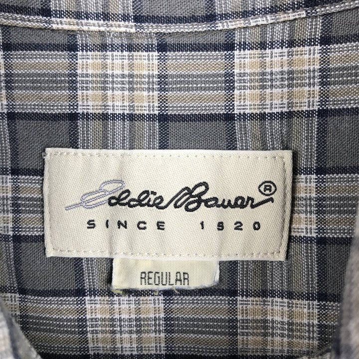 Eddie Bauer short sleeve button down check shirt, men's XL size unclear gray type Vintage Second Hand