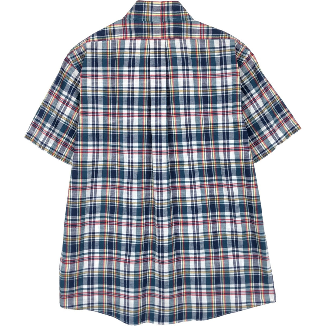 Brooks Brothers Est.1818 REGENT FIT Madras Check Short-Sleeve Button-Down Check Shirt (Men's Size M) cotton blue type Vintage Second Hand