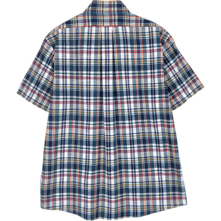Brooks Brothers Est.1818 REGENT FIT Madras Check Short-Sleeve Button-Down Check Shirt (Men's Size M) cotton blue type Vintage Second Hand