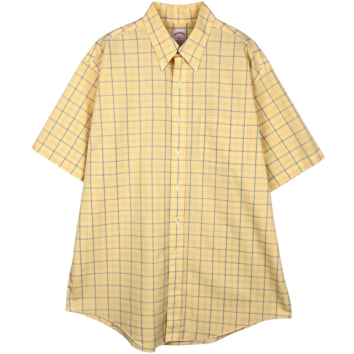 Brooks Brothers 346 short sleeve button down check shirt, men's size L cotton yellow type Vintage Second Hand