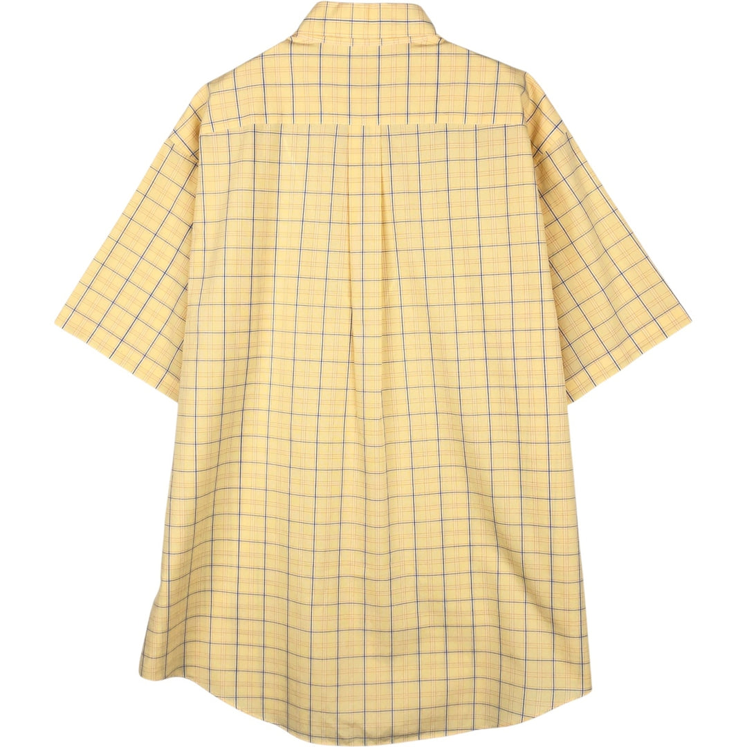 Brooks Brothers 346 short sleeve button down check shirt, men's size L cotton yellow type Vintage Second Hand