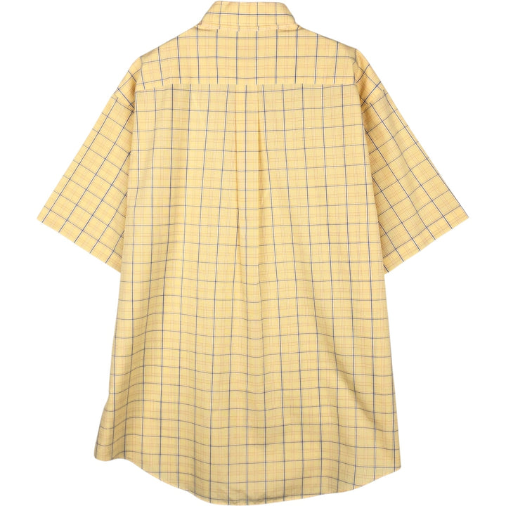 Brooks Brothers 346 short sleeve button down check shirt, men's size L cotton yellow type Vintage Second Hand