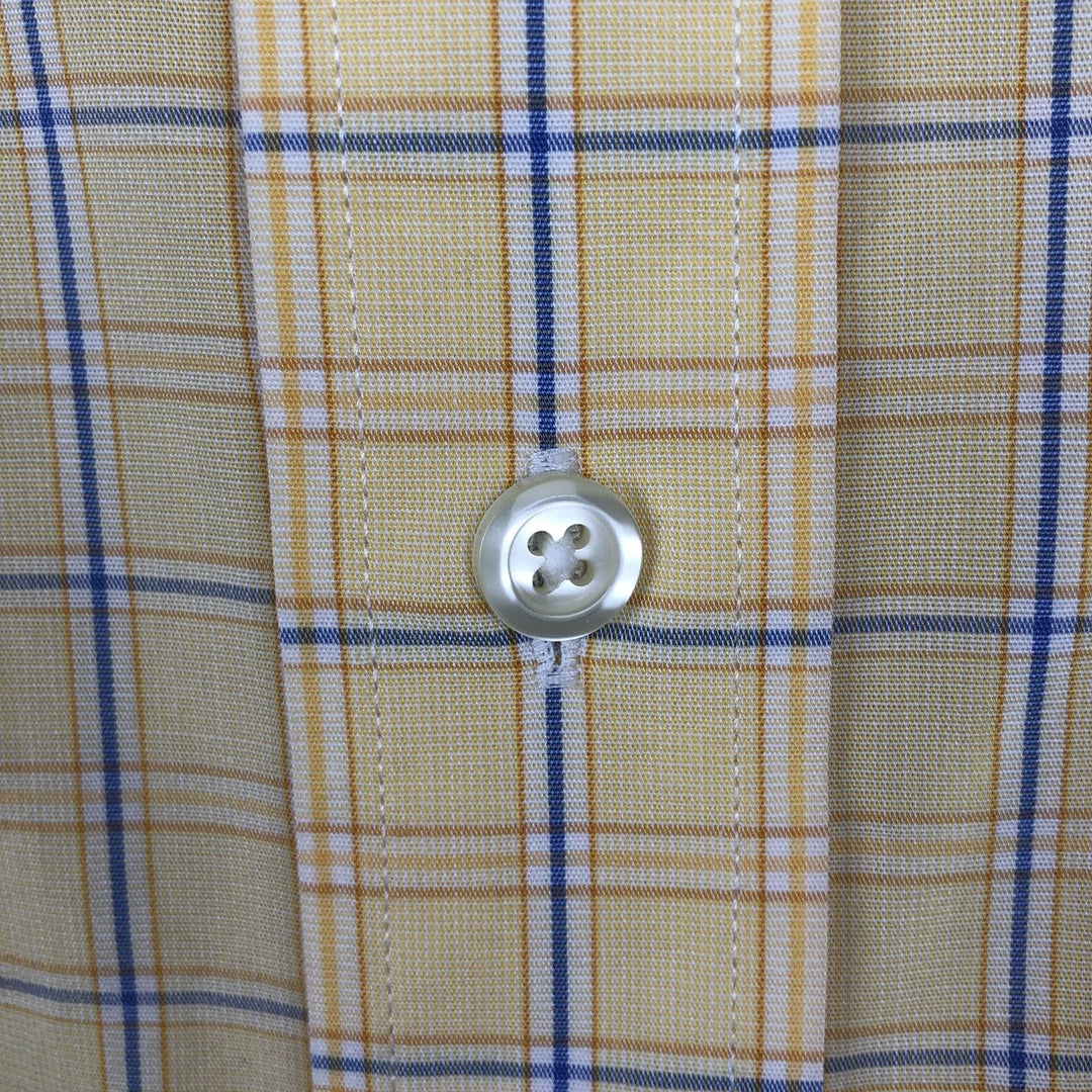 Brooks Brothers 346 short sleeve button down check shirt, men's size L cotton yellow type Vintage Second Hand